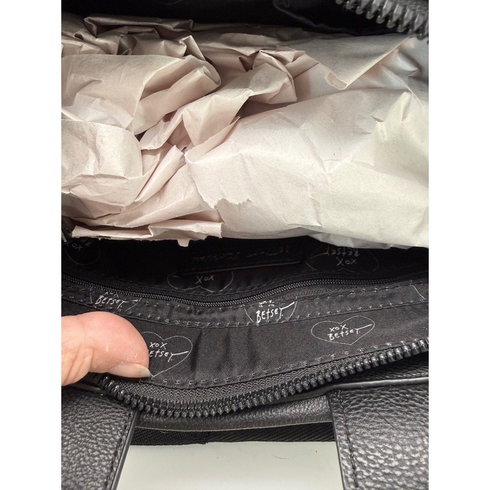 Betsey Johnson Xonora Black Embossed Charm Tote Bag Paris Eiffel Tower New - Picture 7 of 9